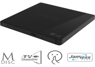 Gravador DVD slim externo LG GP65NB60 8X/24X preto