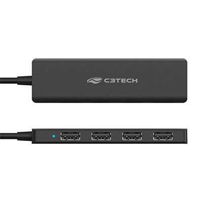 HUB USB C3Tech HU-C230BK com 4 portas USB 2.0 480Mbps