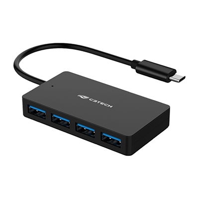HUB USB-C C3Tech HU-C310BK com 4 portas USB 3.0 tipo A