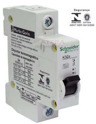 Disjuntor Schneider Electric  K32A1C63, 63A X 1 polo