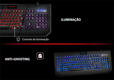 Teclado Gamer C3Tech KG-110 5 teclas c/ macro e LED