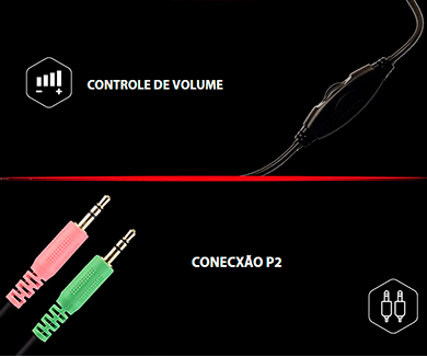 Fone de ouvido c/ microf. C3Tech Jet , 2 P2 de 3,5 mm
