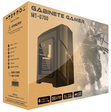 Gabinete gamer torre C3Tech MT-G700BK USB3 s/ fonte
