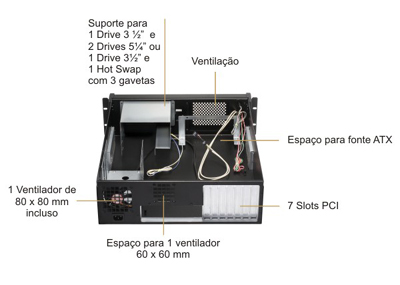 Gabinete rack Nilko NK301 3U Single front, 19 pol. 50cm