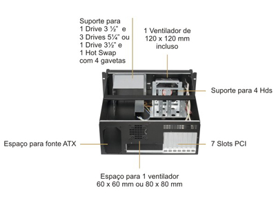 Gabinete rack Nilko NK311 4U Single front, 19 pol. 50cm