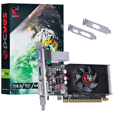 Placa vdeo PCyes Geforce GT710 2GB 64bits HDMI VGA DVI