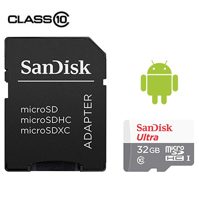 Memory Card 32GB SanDisk Ultra microSDHC UHS-I 100MBps C/ Adaptador