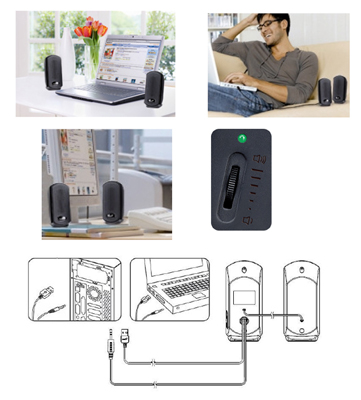 Caixas de som estreo Genius SP-U110 1W RMS energia USB