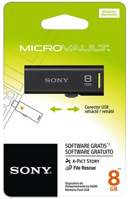 Pendrive 8GB Sony MicroVault USM8GR/BM c/ LED, USB