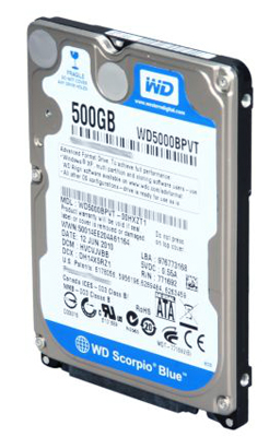 HD de notebook 500GB Western Digital SATA-2, 5400 RPM