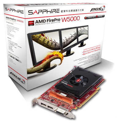Placa v�deo Sapphire FirePro W5000 2GB, DVI, 2 DispPort
