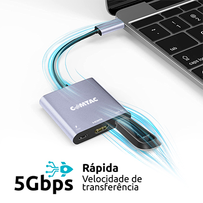 Adaptador multiportas USB-C p/  USB 3.0 - HDMI - USB-C Comtac 20119405