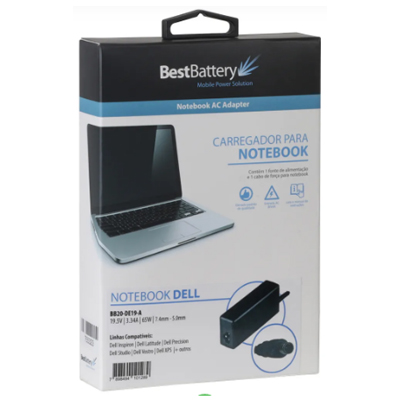 Fonte p/ notebook Dell 19,5V 4,62A 90W, BestBattery 