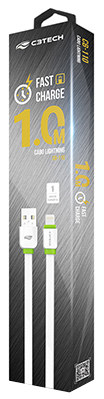 Cabo Lightning C3Tech CB-110 branco Fast Charge, 1m