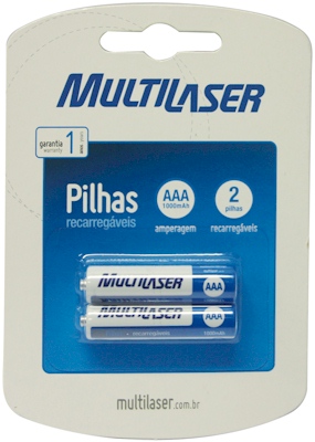 2 pilhas recarregveis Multilaser CB051, AAA 1000mAh