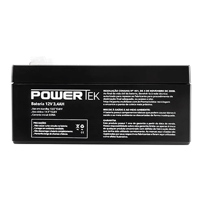 Bateria Powertek de 12V 3,4Ah VRLA 65x65x13,5cm