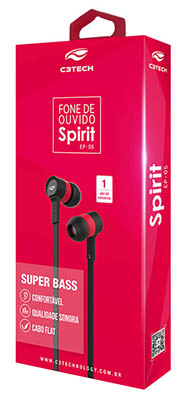 Fone de ouvido C3Tech Spirit EP-05 P2 cabo flat