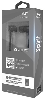 Fone c/ microf. C3Tech EP-104 Spirit SuperBass P2 4vias