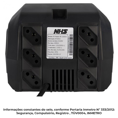 Estabilizador com filtro NHS EV Master 1KVA Bivolt/115V