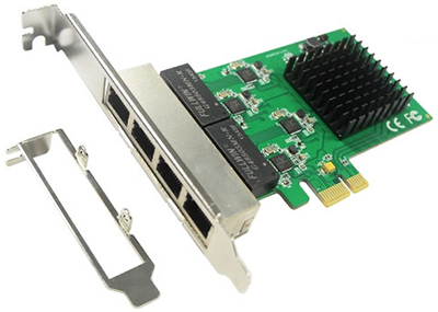 Placa de rede PCI-e X1 c/ 4 portas Gigabit Flexport