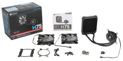 Cooler c/ gua p/ CPU Corsair Hydro H75 p/ Intel e AMD