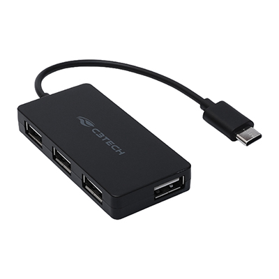 HUB USB-C C3Tech HU-C200BK c/4 portas USB 2.0 tipo A