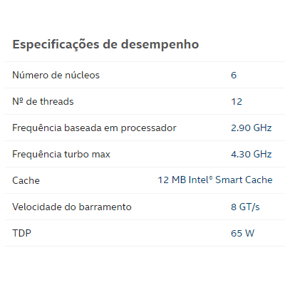 Processador Intel i5-10400F 2.9GHz 12MB LGA1200 10g