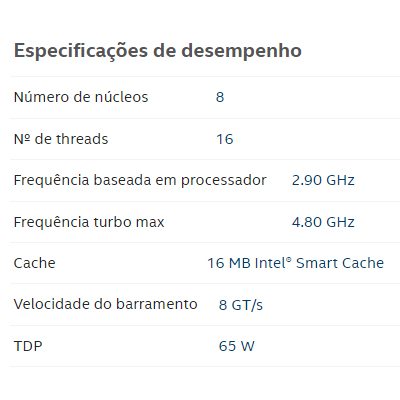 Processador Intel i7-10700 2,9GHz 16MB 10 Ger c/video