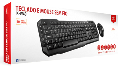 Teclado e mouse s/ fio C3Tech K-W40 10 teclas especiais