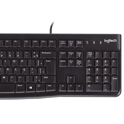 Teclado Logitech K120 ABNT2, c/ fio USB