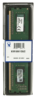 Memria Desktop 2GB DDR3 1600MHz Kingston KVR16N11S6/2