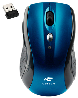 Mouse sem fio 8 bot�es C3Tech M-W012 1600dpi 2.4GHz