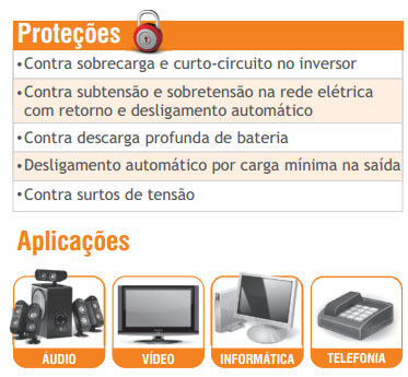 Nobreak 700VA (350W) NHS Mini III 10 min. 120V/120V