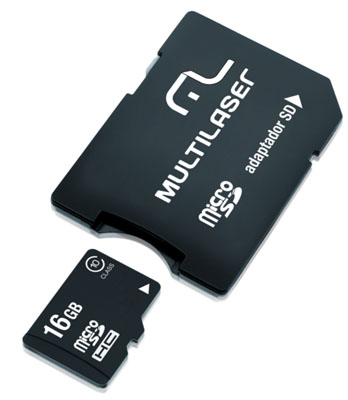 Carto 16GB MicroSDHC c/ adp. Multilaser MC110 classe10