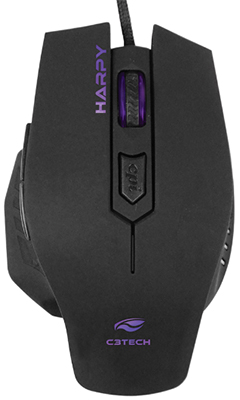 Mouse ptico Gamer C3Tech Harpy LED 3200dpi fio nylon