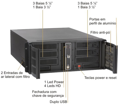 Gabinete rack Nilko 4U NK211 EATX-DR, 19 pol. 4U 632 mm