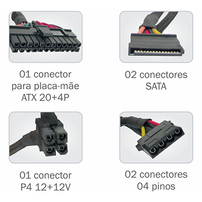 Fonte SFX 200W reais K-Mex PB-200CNF c/ cabo