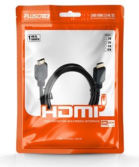 Cabo HDMI 2.0 macho x macho PlusCable PC-HDMI20 c/ 2m