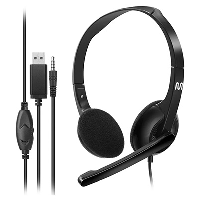 Headset e com mic. com fio Multi HF250 45mW P3+USB