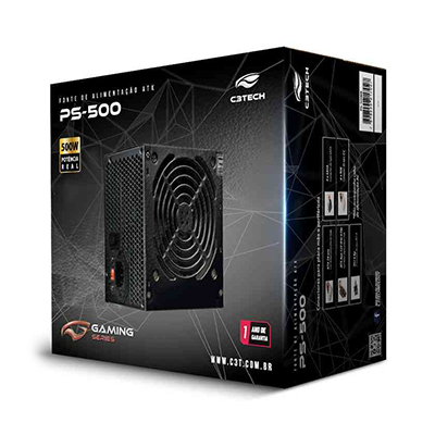 Fonte ATX verso 2.0 500W reais C3Tech PS-500 24 pinos