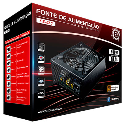 Fonte ATX v.2.3 650W C3Tech PS-650 80 Plus bronze 