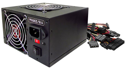 Fonte ATX 500W reais K-Mex PW500TUP ATX12V 2 coolers 