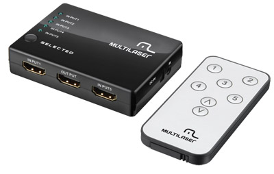 Switch HDMI com 5 portas Multilaser RE048 Full HD 3D