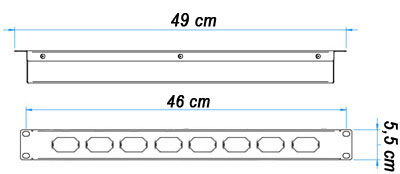 Calha PDU 8 tomadas DualLux 19 pol. rack 110/220V, 16A