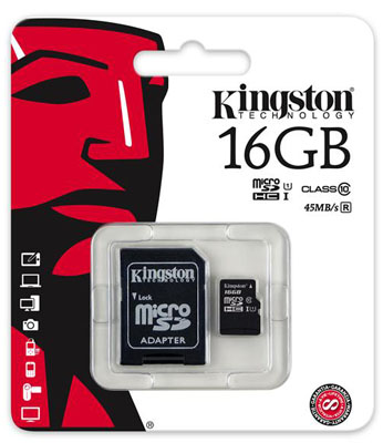 MemoryCard microSD 16GB Kingston classe 10 SDC10G2/16GB