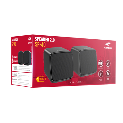 Speaker estreo 2.0 C3Tech 6W RMS ent. P2 3,5 mm, USB