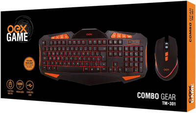 Teclado mouse game OEX TM301 Combo Gear 4000dpi 7botes