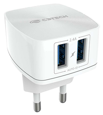 Carregador USB c/ 2 portas C3Tech UC240 2,4A 12W bivolt