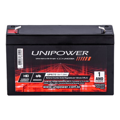 Bateria chumbo-acido Unipower UP672 6V, 7,2Ah F187