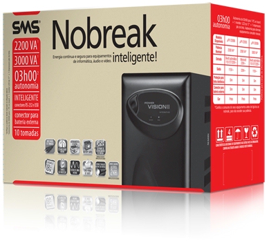 Nobreak SMS Power Vision II 3 KVA (1860W), bivolt/115V